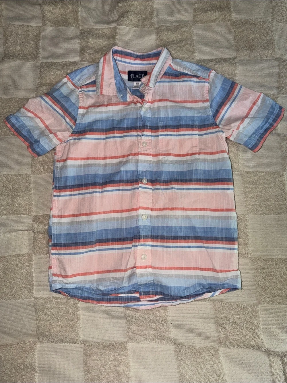 The Children's Place Pink and Blue Striped Short-Sleeve Button-Down Shirt